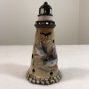Lighthouse Under The Ocean Tea Light candleholder 8 inches With Fish Detailed